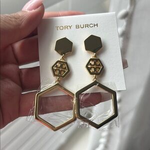 Tory Burch Gold Geometric Drop Earrings
